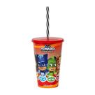 Copo Com Canudo E Tampa Decorado 580ml Infantil Decorado Pj Masks Copo Com Canudo E Tampa Decorado 580ml Infantil Decorado Pj Masks