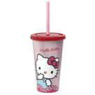 Copo Com Canudo E Tampa Hello Kitty & Kuromi 500ml Lembrancinha Festa Decoração Premium -