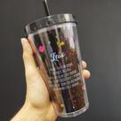 Copo com canudo holográfico 550ml casa fé linha signos