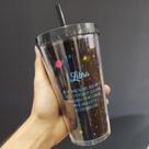 Copo com canudo holográfico 550ml casa fé linha signos Copo com canudo holográfico 550ml casa fé linha signos