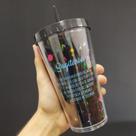 Copo com canudo holográfico 550ml casa fé linha signos Copo com canudo holográfico 550ml casa fé linha signos