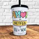 Copo com canudo holográfico 550ml dia dos namorados ref0234 - casa fé