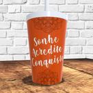 Copo com canudo holográfico 550ml linha mandalas ref0237 - casa fé