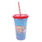 Copo com Canudo Super Homem DC Comics 450ml - Tasco Inport