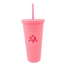Copo com canudo texturizado 700ml girl boss rosa fosco uatt