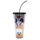Copo com cubos de gelo preto mickey e minnie tsum tsum 600ml - disney