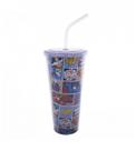 Copo com cubos de gelo quadrinhos 600ml - liga da justiça