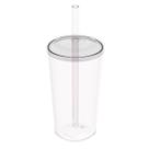 Copo com Tampa e Canudo 500ml Crippa Transparente Plástico Água Suco Bebidas