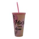 Copo com Tampa e Canudo Amarelo - Mãe Amor Eterno - 600ml - 1 unidade - Rizzo