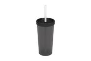 Copo com Tampa e Canudo Coza Nutri 500 ml Preto Fumê