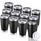 Copo Cool Yoleb de aço inoxidável 600 ml com tampa, pacote com 12 unidades, preto