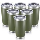 Copo Cool Yoleb de aço inoxidável 600 ml com tampa, pacote com 6 unidades, verde