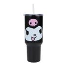 Copo de aço inoxidável Bioworld Kuromi 1,2 L com tampa à prova de vazamentos