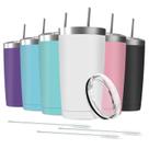 Copo de aço inoxidável Deitybless 590mL com canudo e tampa x6 Copo de aço inoxidável Deitybless 590mL com canudo e tampa x6