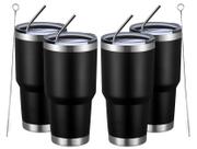 Copo de aço inoxidável isolado MEWAY 887 ml, pacote com 4 unidades, preto