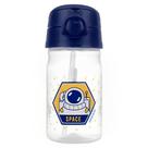 Copo De água Estilo Garrafa Com Canudo Flexível 370ml Criança Masculino Astronauta Pimpolho Azul Copo De água Estilo Garrafa Com Canudo Flexível 370ml Criança Masculino Astronauta Pimpolho Azul