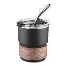 Copo de Café com Canudo em Inox Hermético 250ml Preto Copo de Café com Canudo em Inox Hermético 250ml Preto