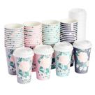 Copo de café de papel descartável BLUE PANDA 16 onças, pacote com 48 tampas