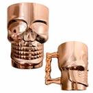 Copo de caveira rock style de vidro rose gold