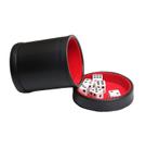 Copo de dados em material sintético TOPTAN com tampa + 6 cubos de 16 mm em feltro vermelho