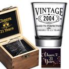 Copo de Dose AOZITA Vintage 2004 50ml com Caixa de Madeira Aniversário 21 Anos