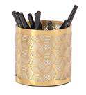 Copo de lápis Deco 79 em metal geométrico com design esculpido a laser dourado