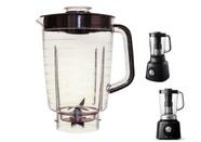 Copo De Liquidificador Walita Philips RI2134 RI2135 Preto Cristal Completo Com Tampa E Faca