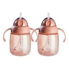 Copo de palha Tommee Tippee Starter 300 ml ou mais com alças rosa, pacote com 2 unidades