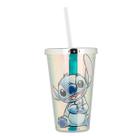 Copo De Plástico Canudo Stitch Prateado 450ml - Disney Copo De Plástico Canudo Stitch Prateado 450ml - Disney