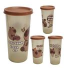 Copo De Plástico Capivara 300ml Com Tampa Hermetica U / VARIADA