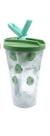 Copo de plástico Infantil Desenho Frutas com Canudo 450ML