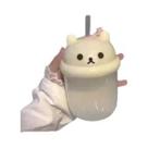 Copo De Plástico Kawaii Rilakkuma De Grande Capacidade Com Canudo, Copo Fofo Mini Para Água E Leite