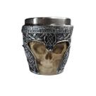 Copo de Shot Decorativo Caveira Medieval Fantasia Com Elmo de Resina Interior em Aço Inox 50ml