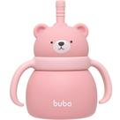 Copo de Silicone com Canudo Ursinho 200ml - Rosa - Buba
