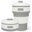 Copo de Silicone Retrátil Reutilizável c/ Tampa Cinza CBRN12510