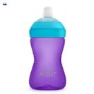 Copo de Transição Treina AVENT Philips c/ Bico de Silicone Macio 300ml Bebê Roxo Azul 9m+