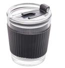 Copo de Vidro 350ml com Cinta em Silicone Preto
