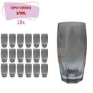 Copo de Vidro 370ml Cinza Florida Agua Suco Vinho 18 Unidade