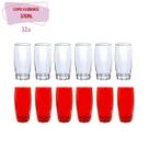 Copo de Vidro 370ml Jogo 6 Vermelho 6 Transparente Florida Copo de Vidro 370ml Jogo 6 Vermelho 6 Transparente Florida