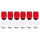Copo de Vidro 450ml Jogo 6 Vermelho 6 Transparente California Copo de Vidro 450ml Jogo 6 Vermelho 6 Transparente California