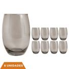 Copo De Vidro 450ml Redondo Bellagio Cinza Luxo - 8 Unidades