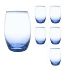 Copo De Vidro 450ml Redondo BELLAGIO Jogo com 6 Azul Luxo