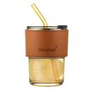 Copo De Vidro Com Canudo Tampa E Vedação 450ml Branco Copo De Vidro Com Canudo Tampa E Vedação 450ml Branco