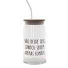 Copo De Vidro Com Tampa De Bambu 470ml