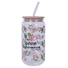 Copo De Vidro com Tampa E Canudo Flor Good Afternoon 600ml