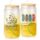 Copo de vidro Frerdui Teacher Appreciation 500mL com tampa Copo de vidro Frerdui Teacher Appreciation 500mL com tampa