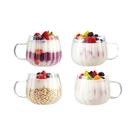Copo De Vidro Listrado Transparente 450ml Conjunto De 1, 2 Ou 4 Para Café, Suco, Bebidas Frias,