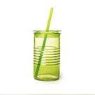Copo de Vidro Modelo Joy na Cor Verde 400ml com Tampa e Canudo para Refrigerantes e Refrescos