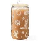 Copo de vidro SANDJEST 470ml com tampa acrílica Straw