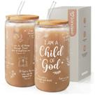 Copo de vidro SANDJEST 470ml com tampa e canudo de bambu